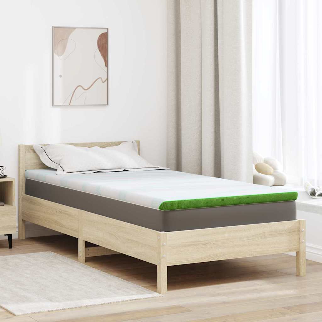 Matratzenauflage Weiß und Grün 80 x 200 cm Jacquard Stoff