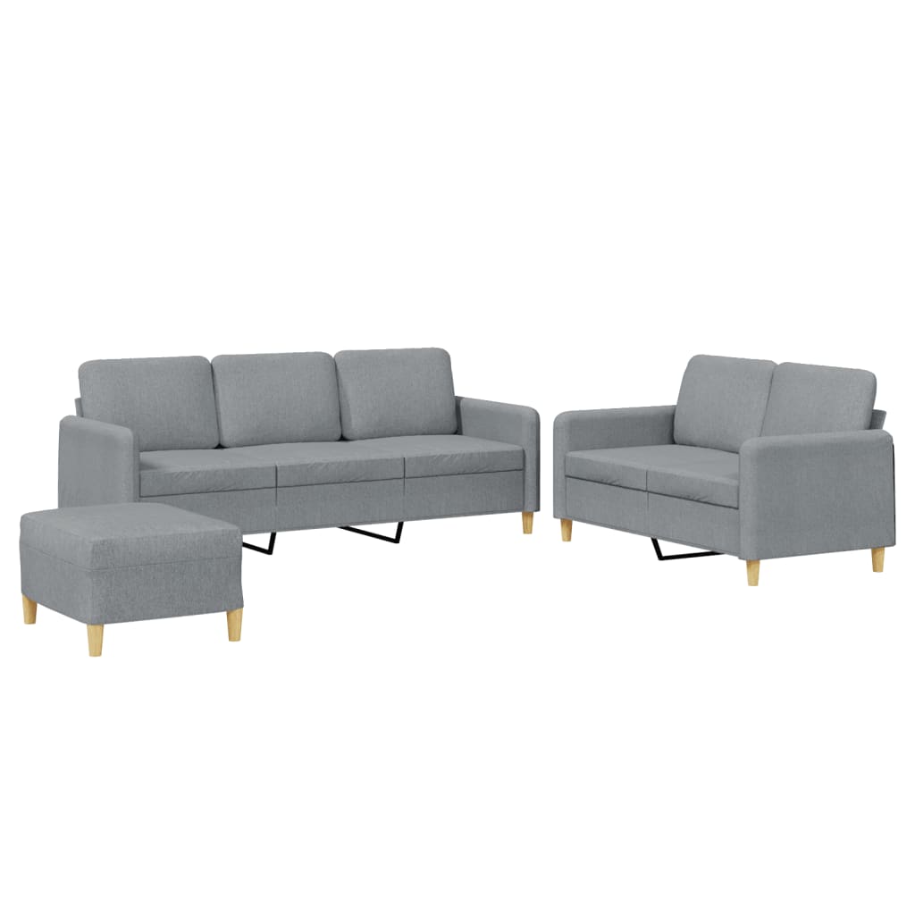 3-tlg. Sofagarnitur mit Kissen Braun Stoff