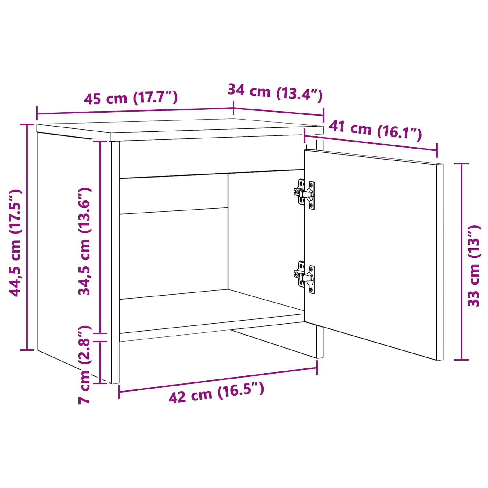 Nachttisch Altholz 45 x 34 x 44,5 cm Holzwerkstoff