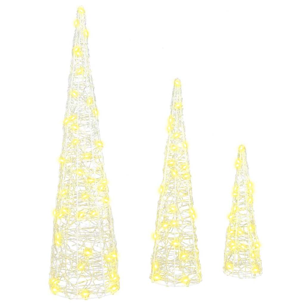 Weihnachtsbaum mit 90 LEDs 3 pcs Warmweiß 20 x 20 x 80 cm Acryl