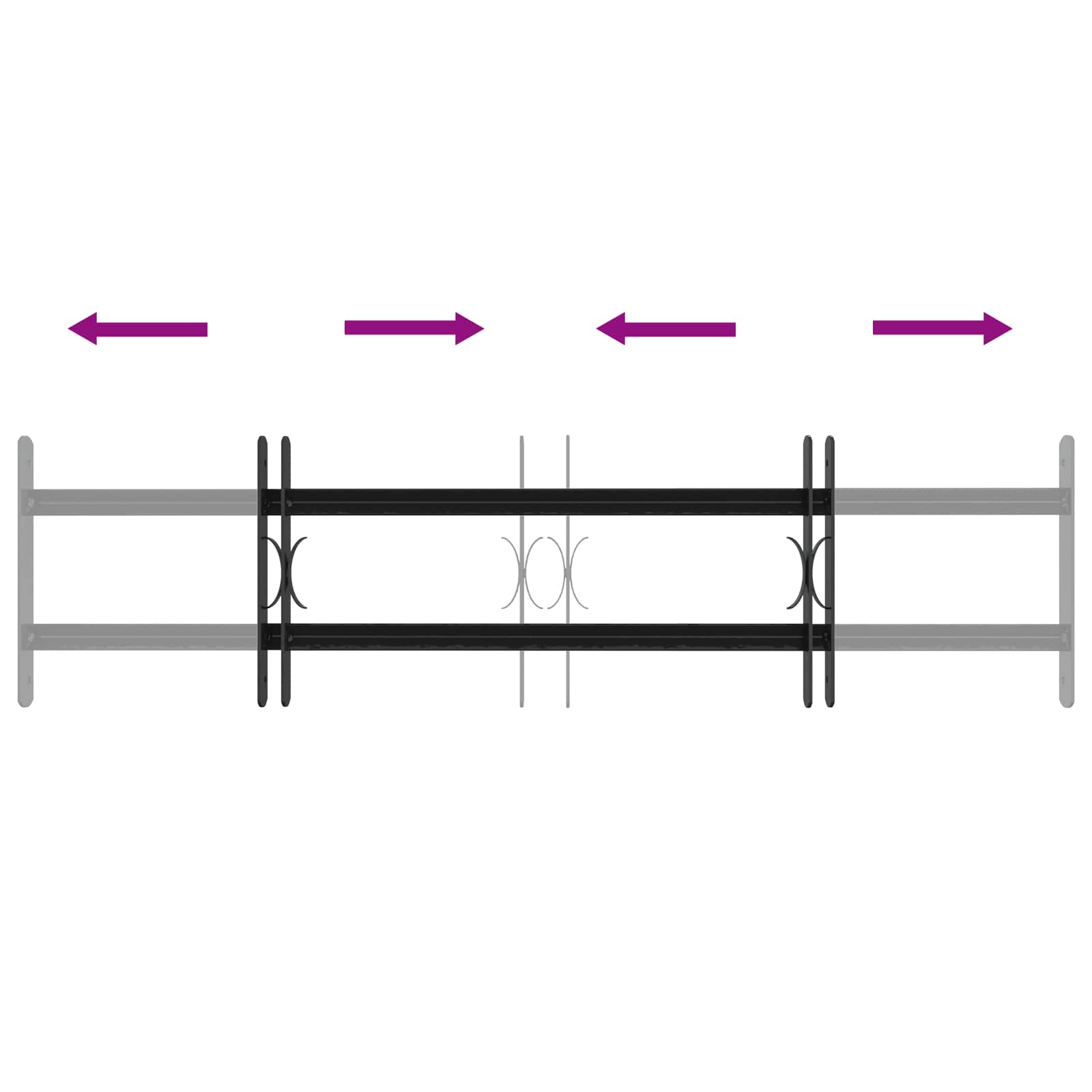 Fenstergitter 76 x 30 cm Pulverbeschichteter Stahl Schwarz