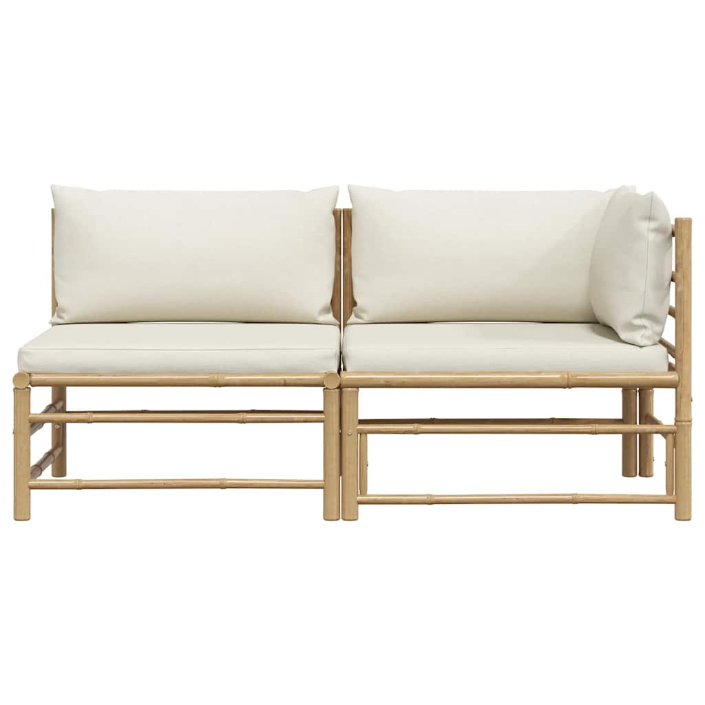3-tlg. Garten-Lounge-Set mit Kissen Bambus