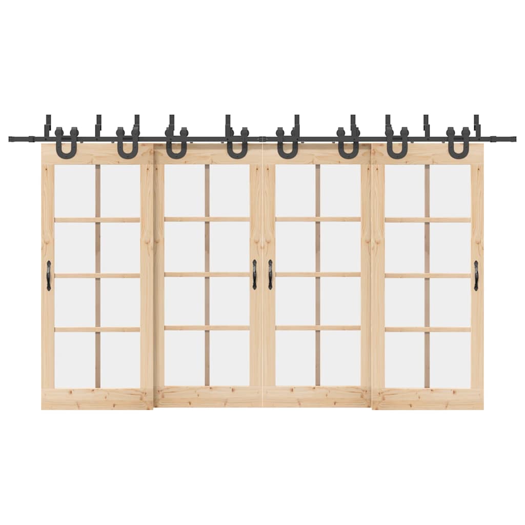 Schiebetürbeschlag-Set 183 cm Stahl Schwarz