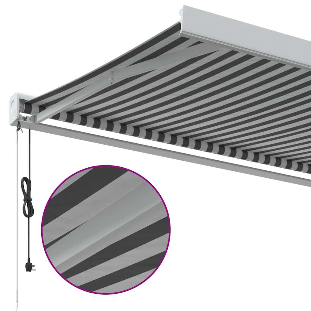 Markise Einziehbar Blau und Weiß 4x3 m Stoff und Aluminium