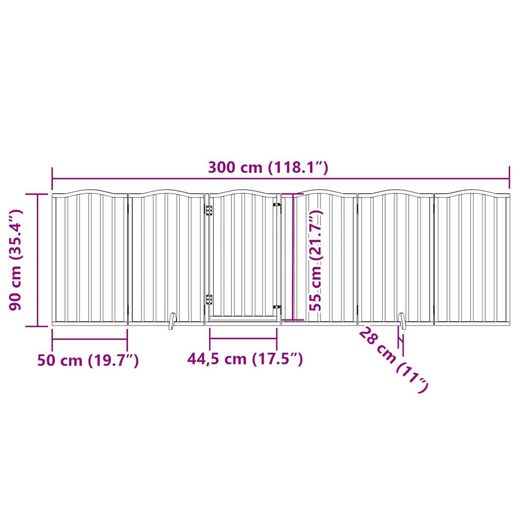 3-tlg. Hundetor Faltbar 150 cm Pappelholz