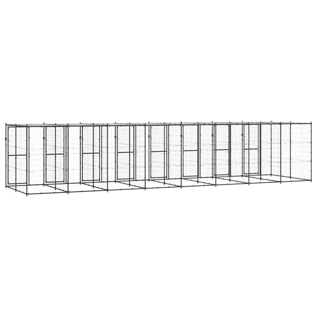 Outdoor-Hundezwinger Stahl mit Überdachung 110x220x180 cm