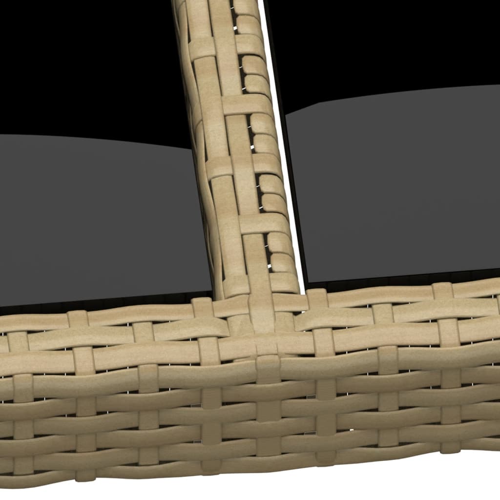 Gartentisch 150x90x75 cm Hartglas und Poly Rattan Schwarz