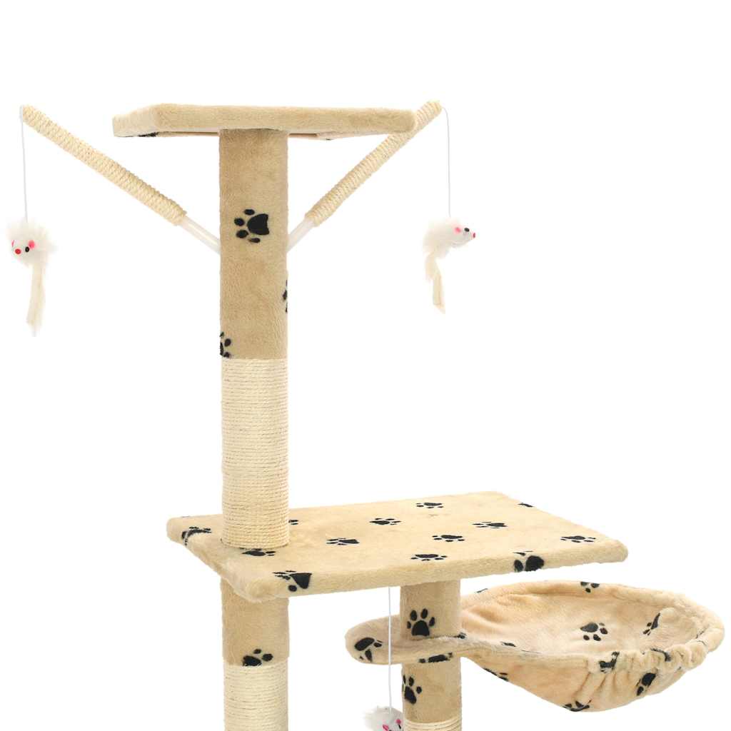 Katzen-Kratzbaum mit Sisal-Kratzsäulen 230 - 250 cm Beige
