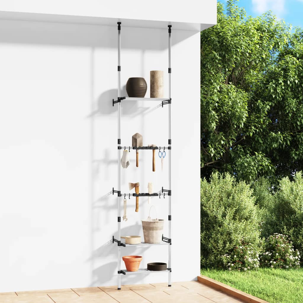 Garderobenständer 3 Etagen Silbern 59x29x192 cm Aluminium