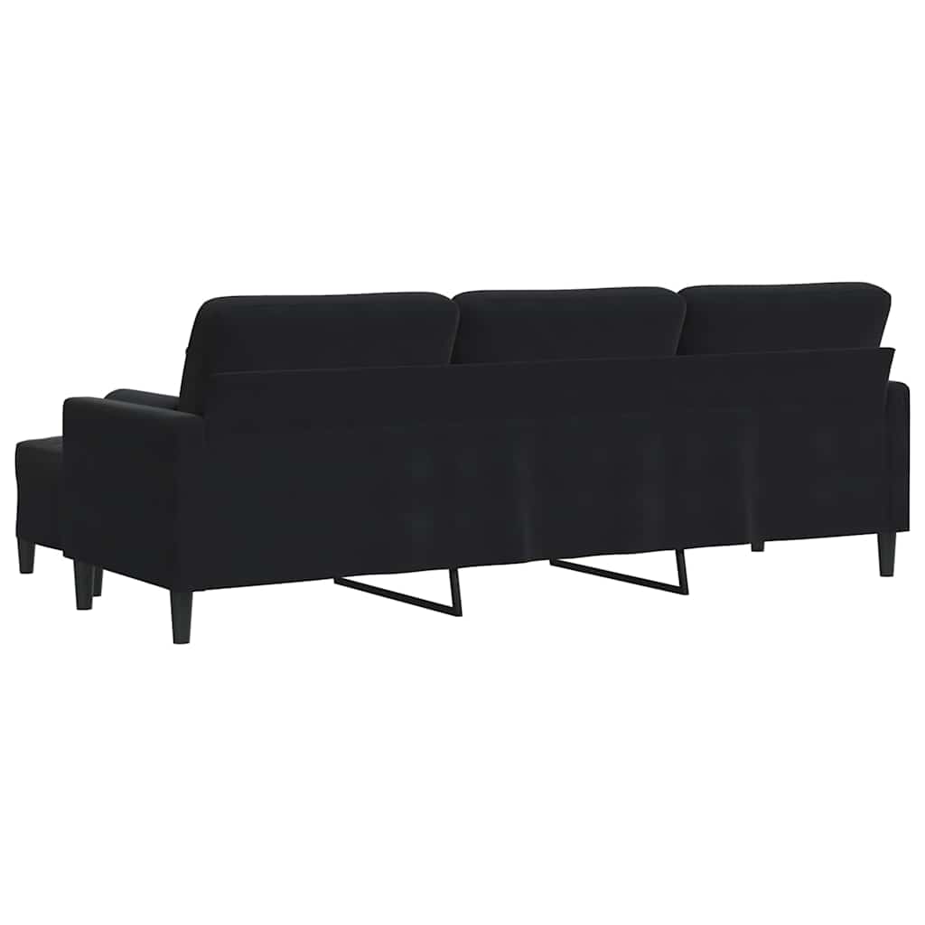 3-Sitzer-Sofa mit Hocker Hellgrau 180 cm Samt
