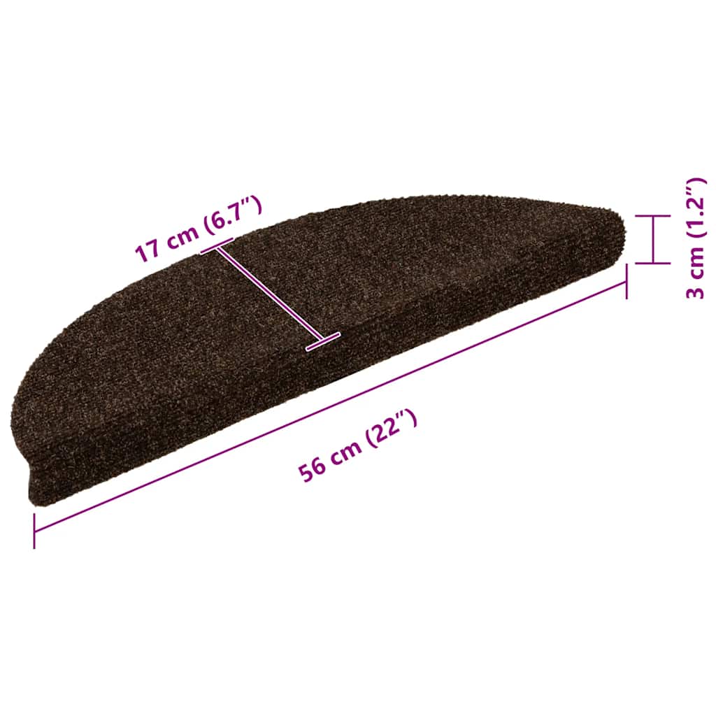 Stufenmatten Selbstklebend 15 Stk. 56x17x3 cm Hellbraun Halbrund