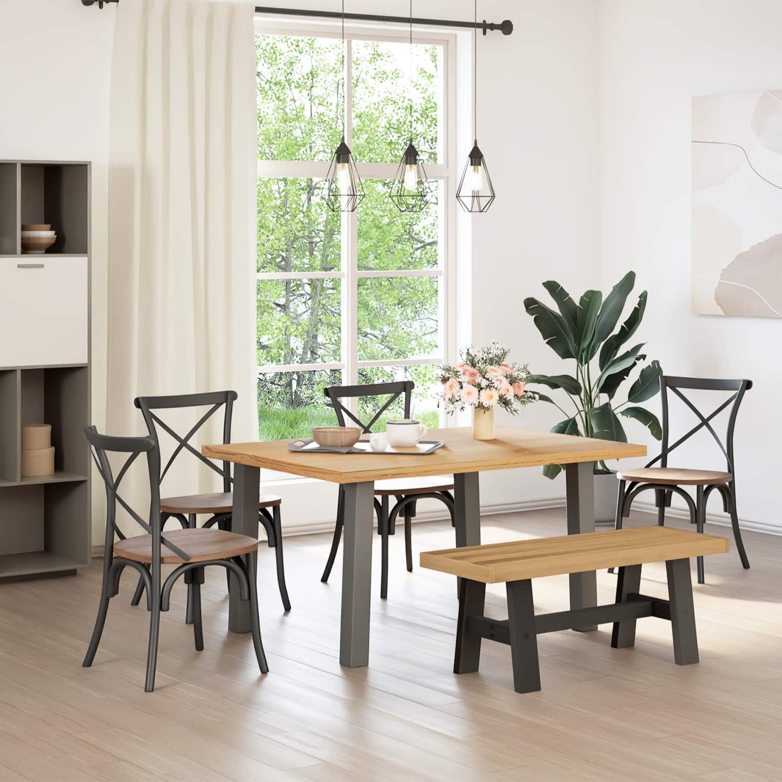 Esstischbank NOAIN 180 x 41 x 45 cm Massives Kiefernholz