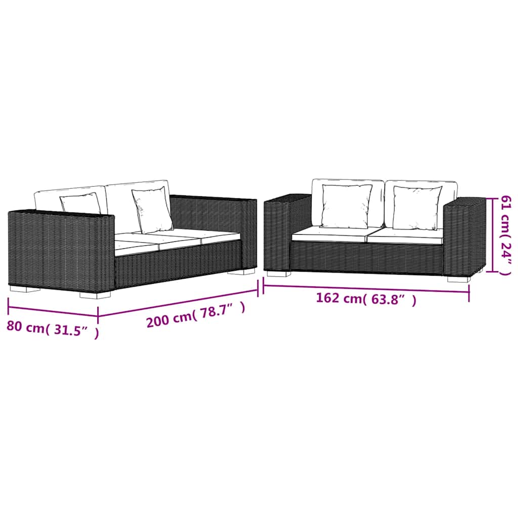 2-Sitzer Sofa Echtes Rattan