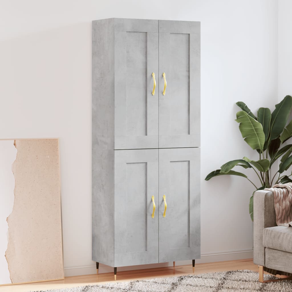 Highboard Betongrau 69,5x34x180 cm Holzwerkstoff
