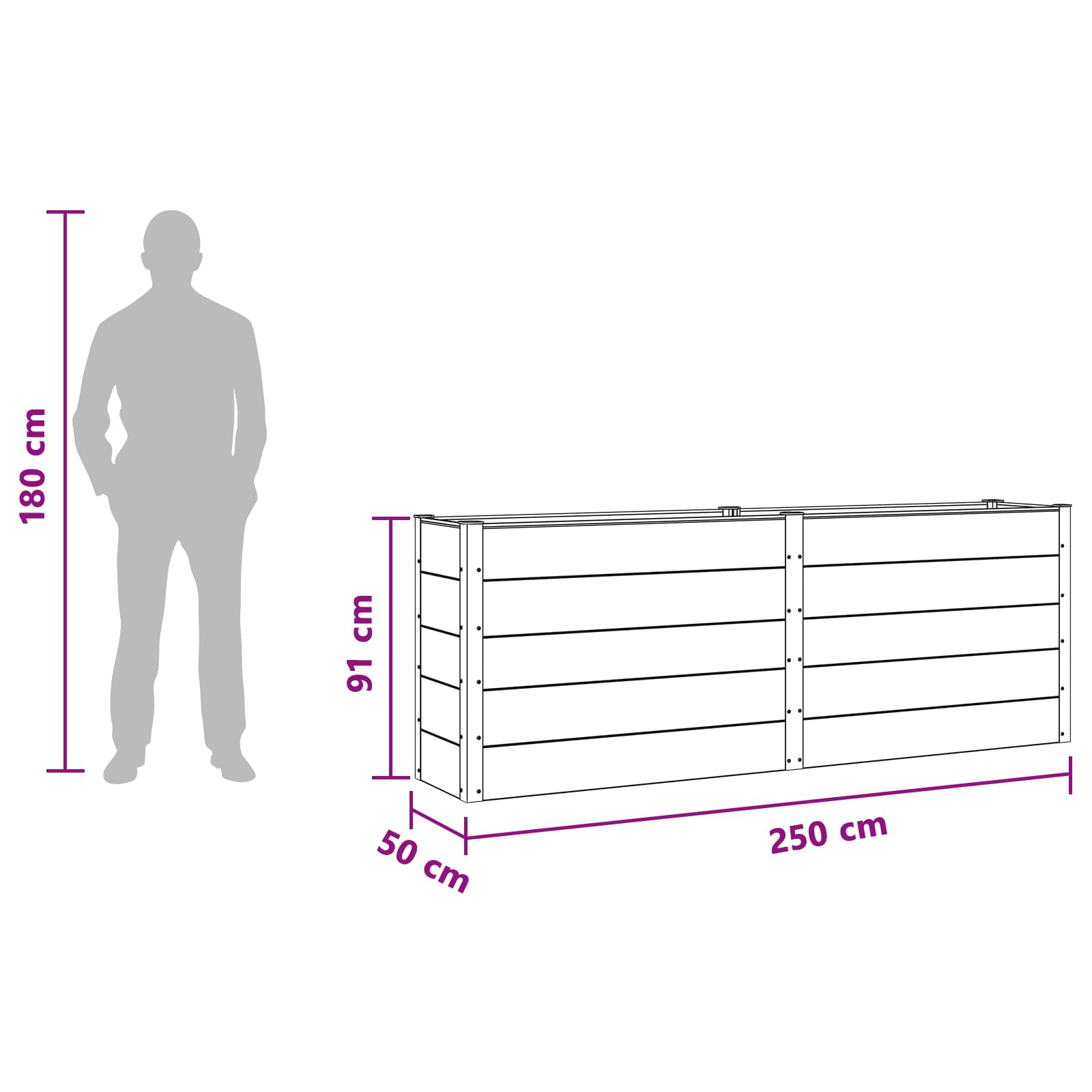 Garten-Hochbeet 200x50x54 cm WPC Grau