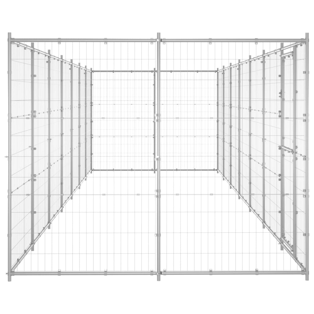 Outdoor-Hundezwinger mit Überdachung Stahl 7,26 m²