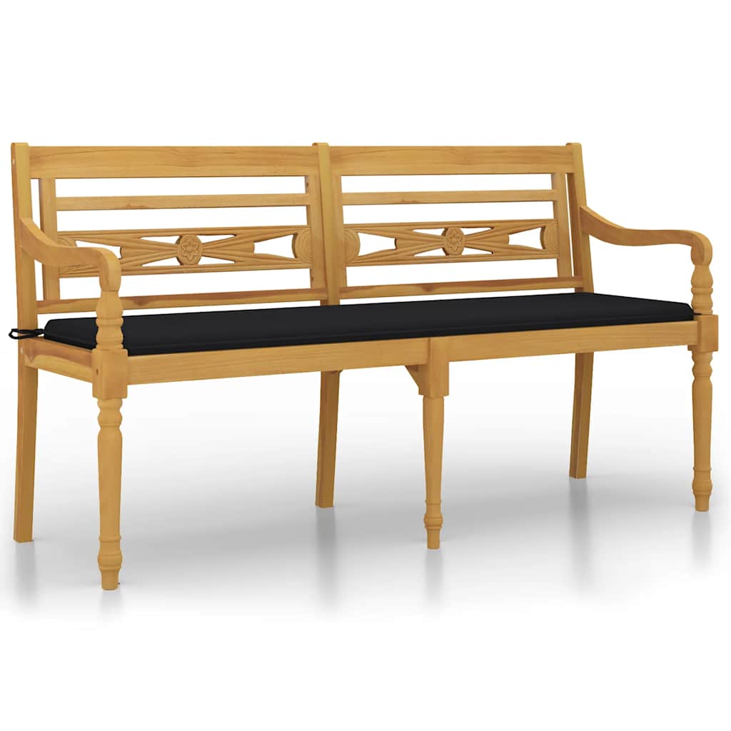 Batavia-Gartenbank mit Anthrazit Kissen 120 cm Teak Massivholz