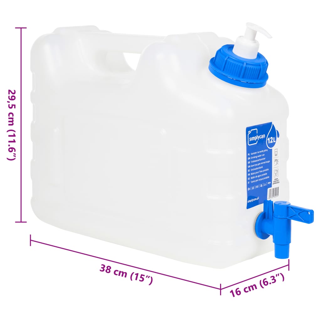 Wasserbehälter mit Hahn Transparent 10 L Kunststoff