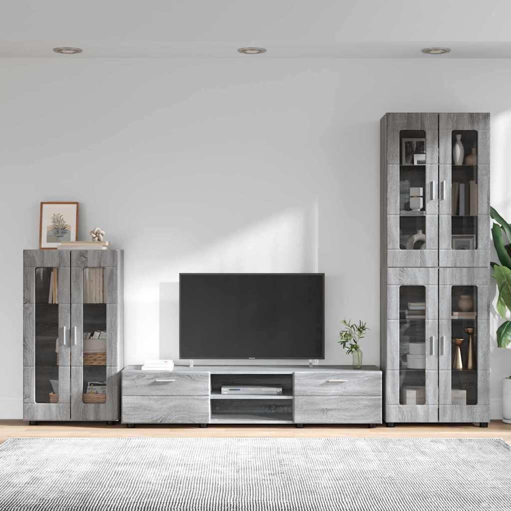 Highboard mit Regal FLORIN Weiß 60 x 35 x 182 cm Holzwerkstoff