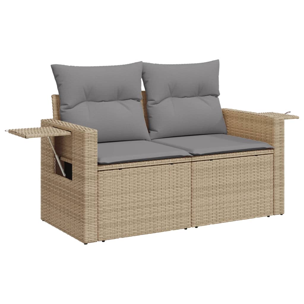 4-tlg. Garten-Sofagarnitur mit Kissen Schwarz Poly Rattan