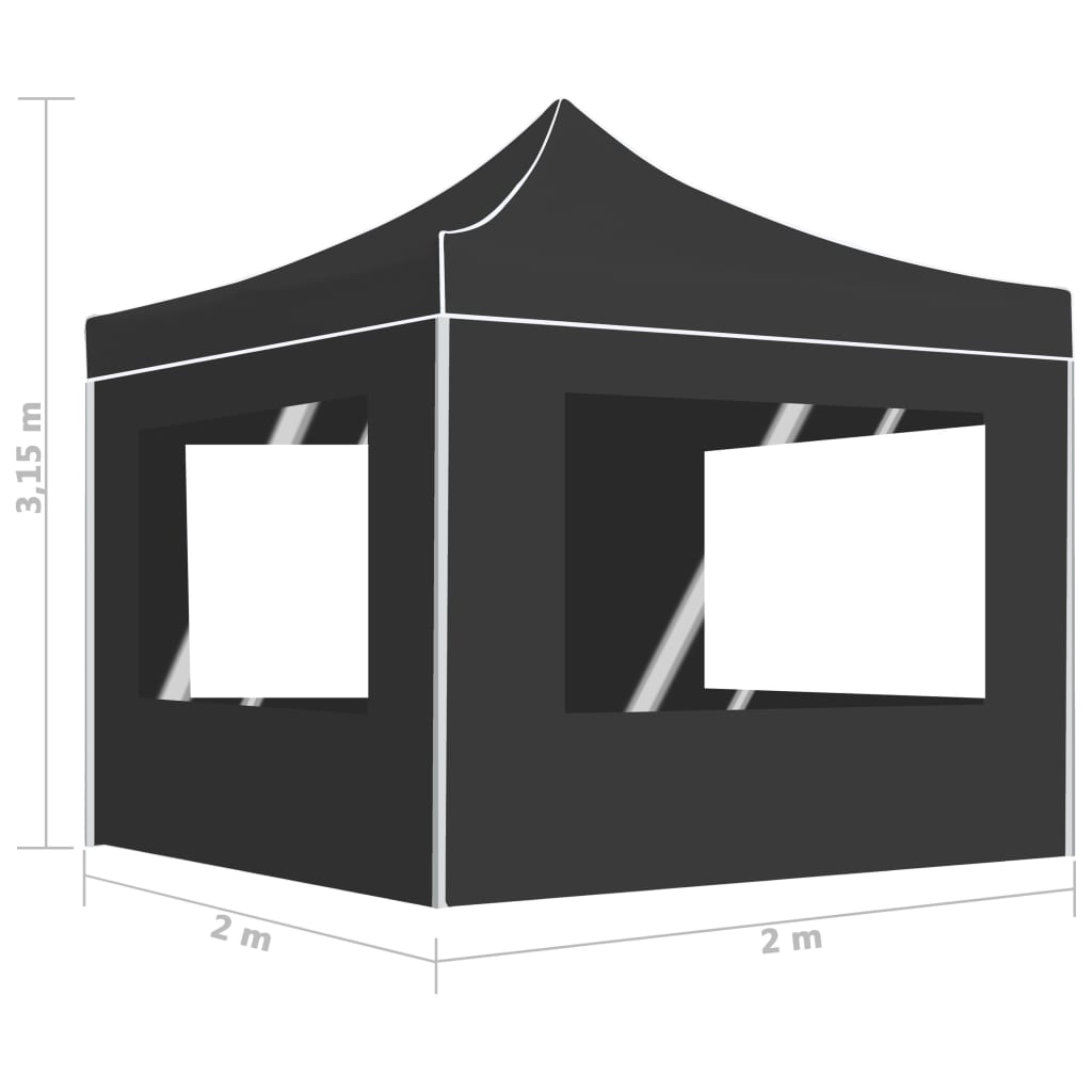 Profi-Partyzelt Faltbar Aluminium 2x2 m Anthrazit