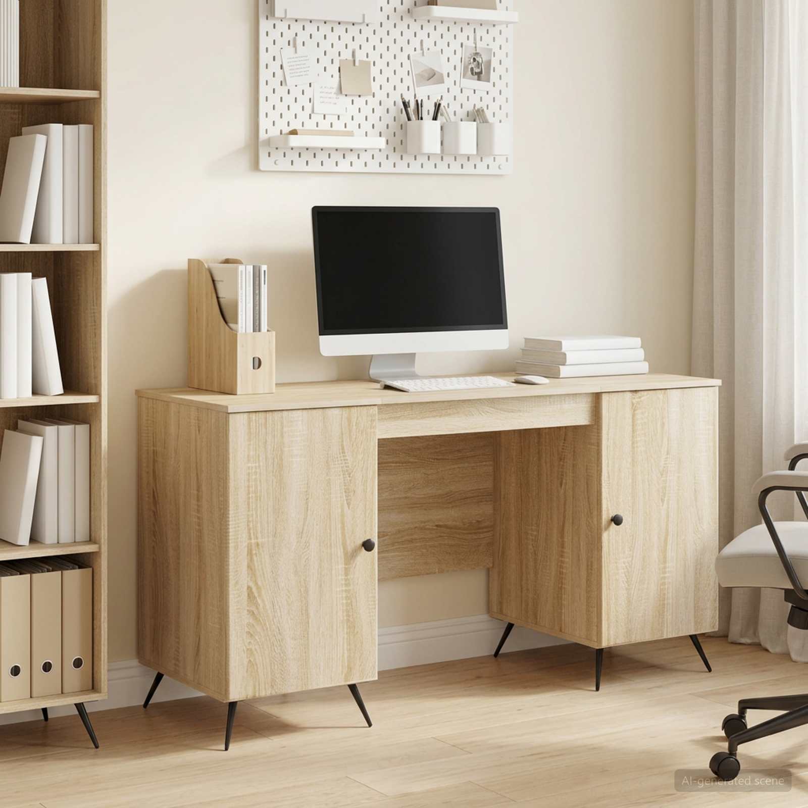 Schreibtisch mit Regal Schwarz 142,5 x 50 x 75 cm Holzwerkstoff