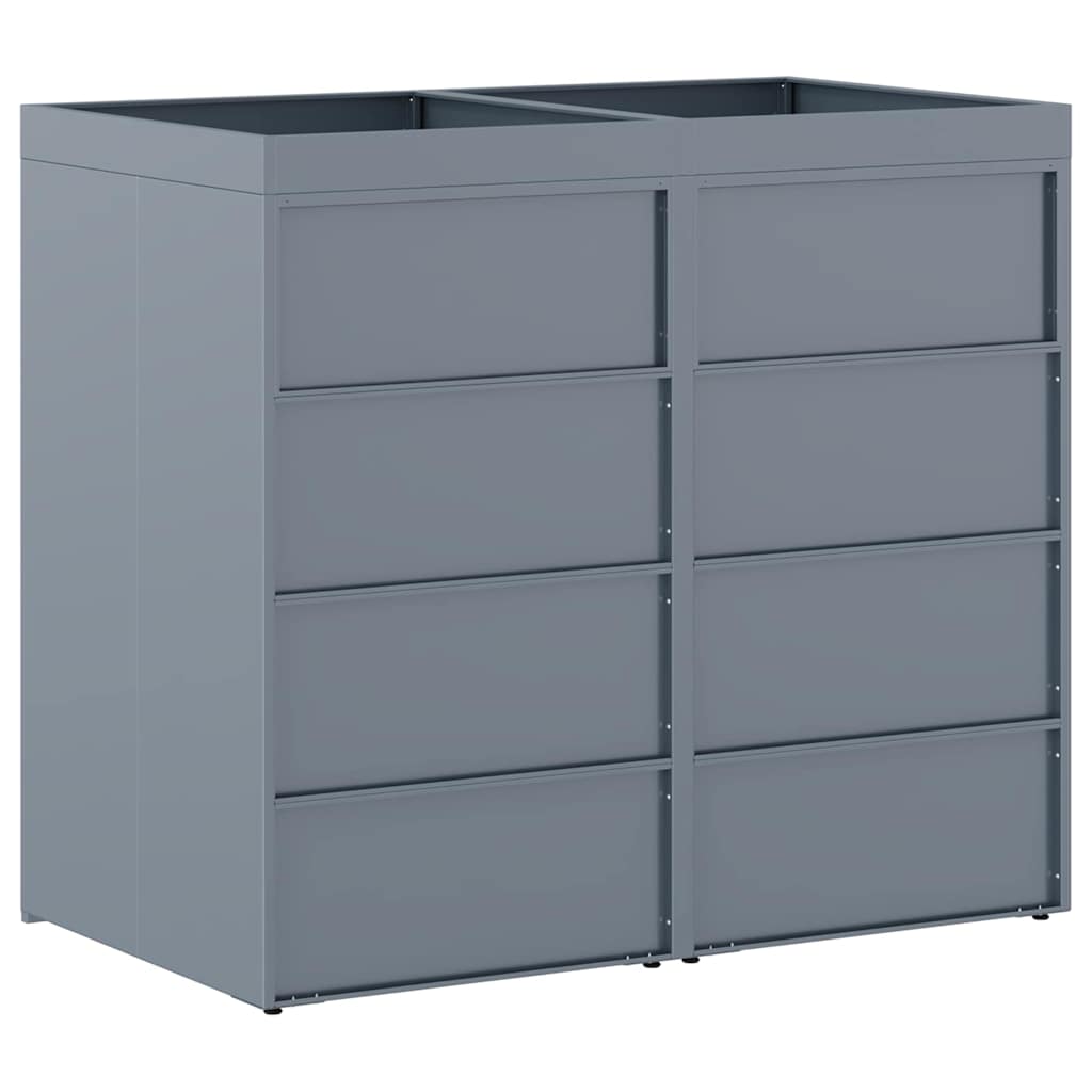 Mülltonnenbox für 2 Tonnen Schwarz 138x79x117 cm Stahl