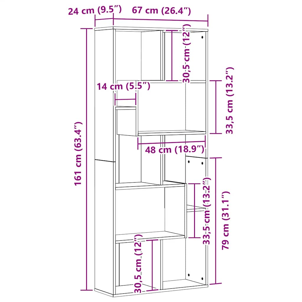 Bücherregal Weiß 67x24x161 cm Holzwerkstoff