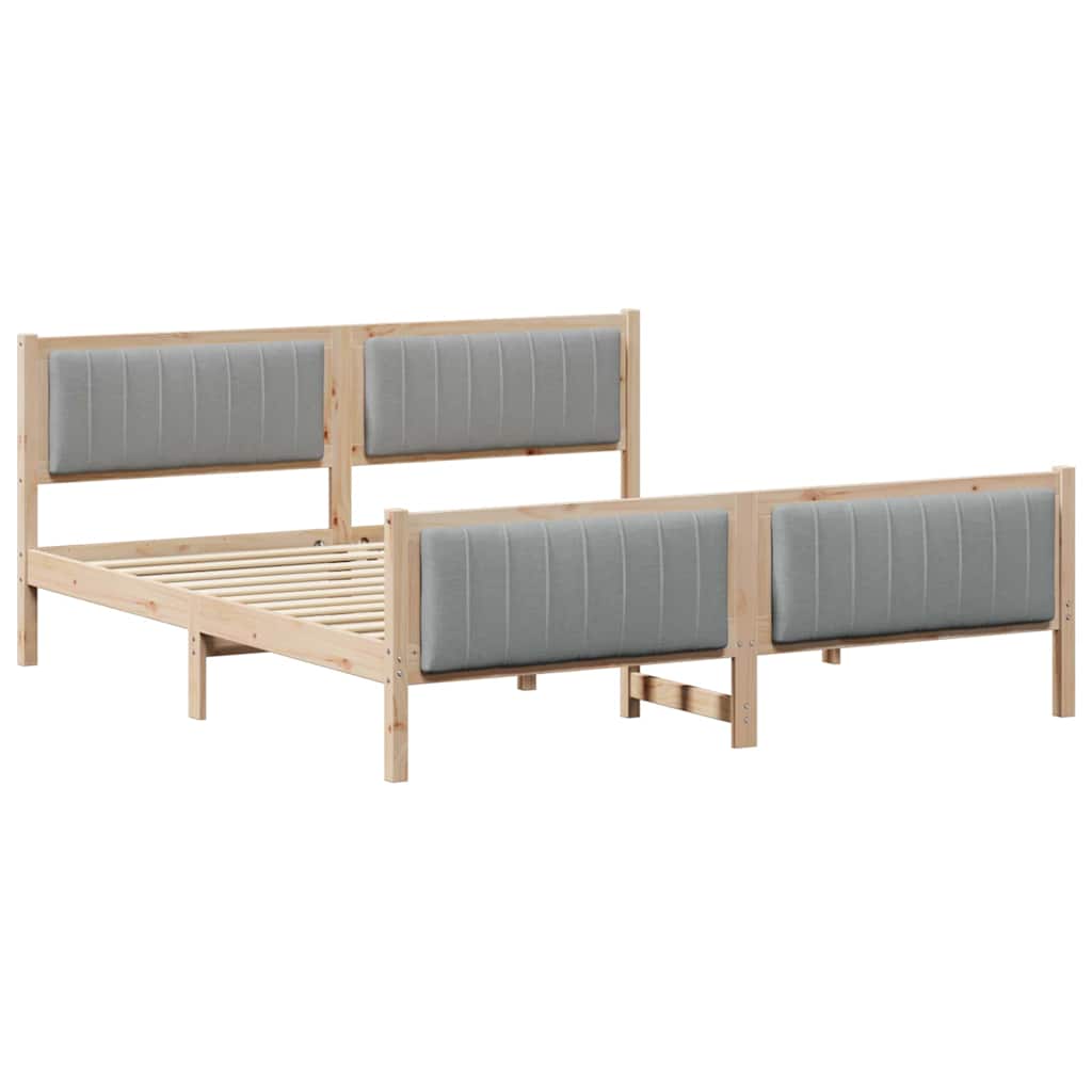 Bettgestell Braun und hellgrau 200 x 200 cm Massivholz Kiefer