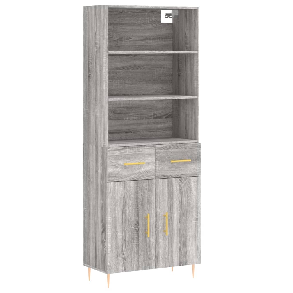 Highboard Hochglanz-Weiß 69,5x34x180 cm Holzwerkstoff