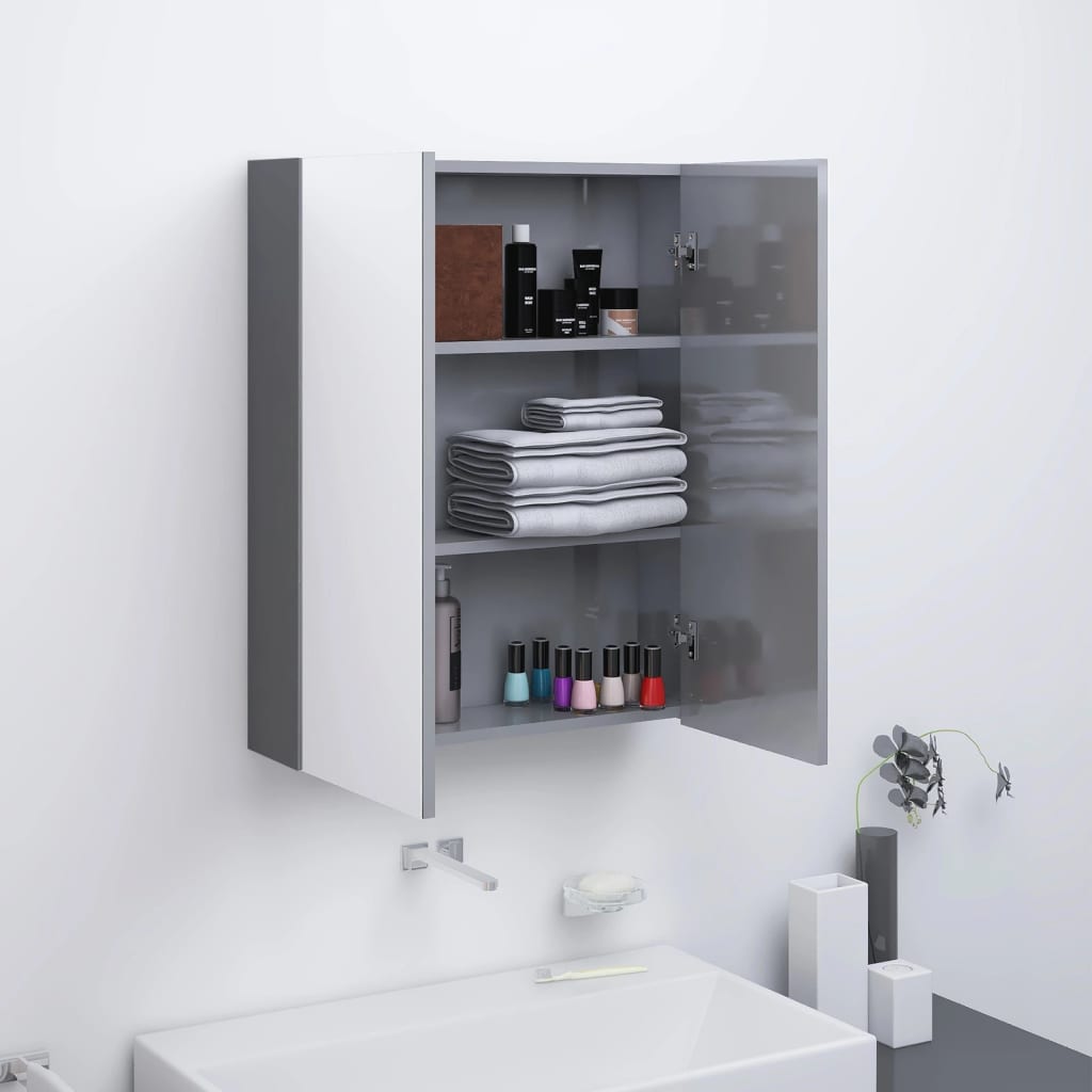 Bad-Spiegelschrank 60x15x75 cm MDF Glänzendes Schwarz