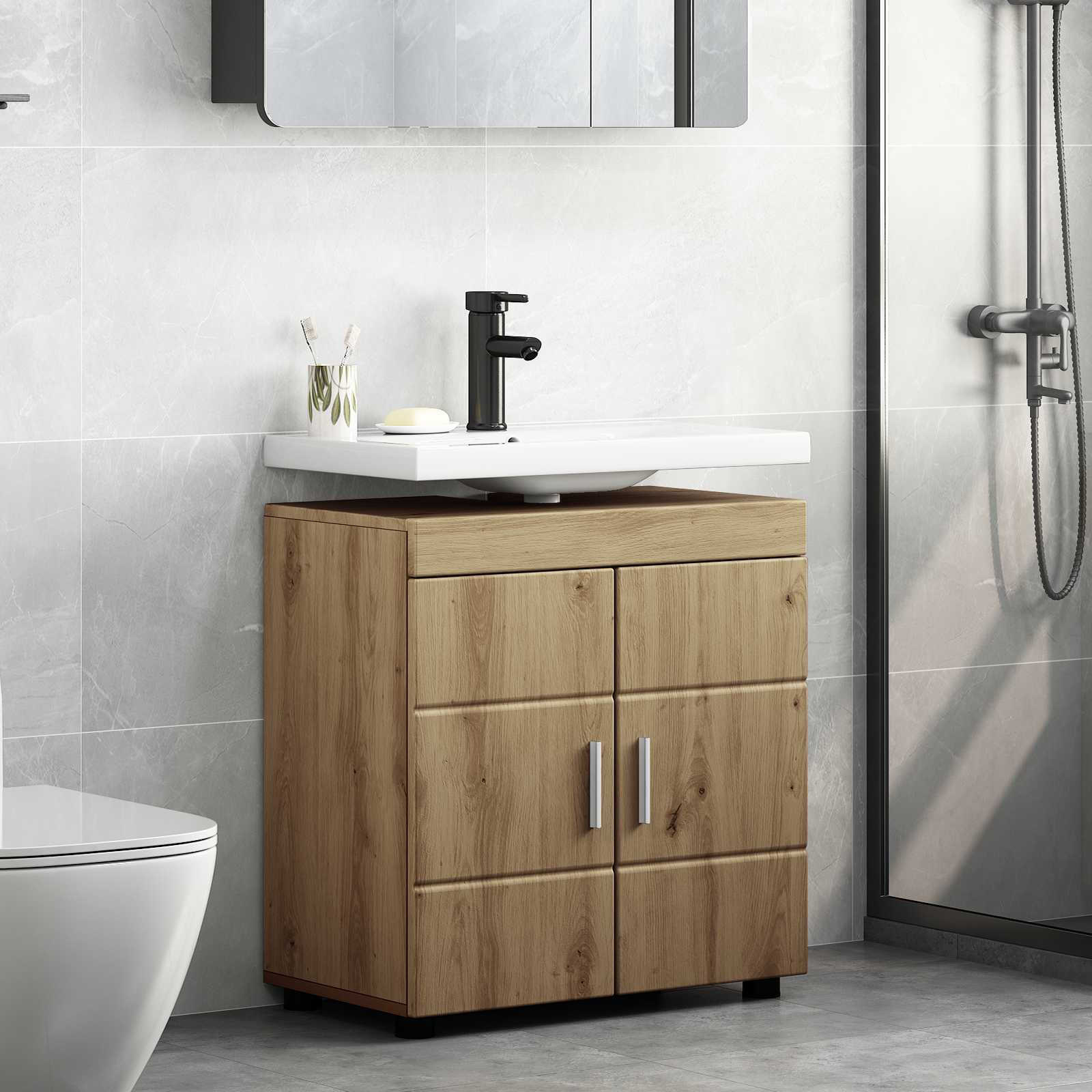 Badezimmermöbel-Set TULUM 2 pcs Weiß 60 x 34 x 63 cm