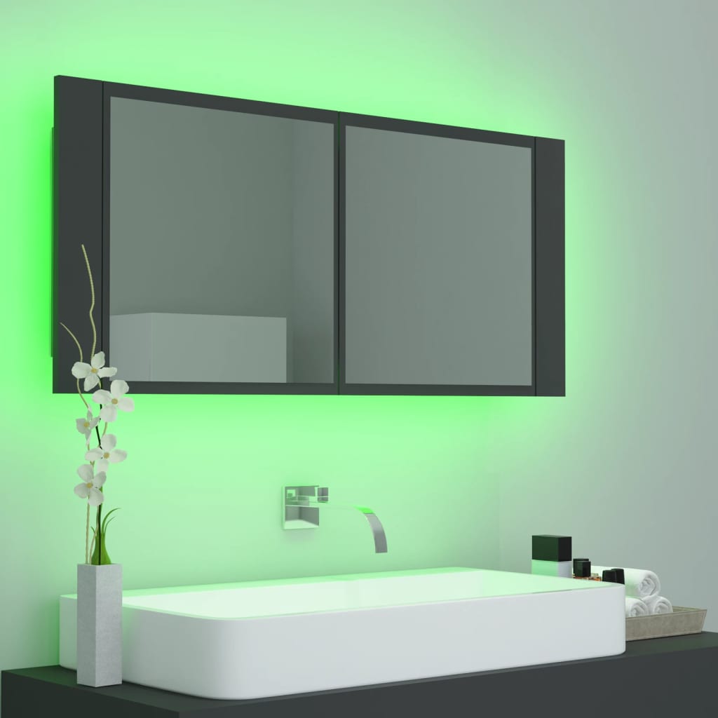 LED-Bad-Spiegelschrank Weiß 100x12x45 cm Acryl