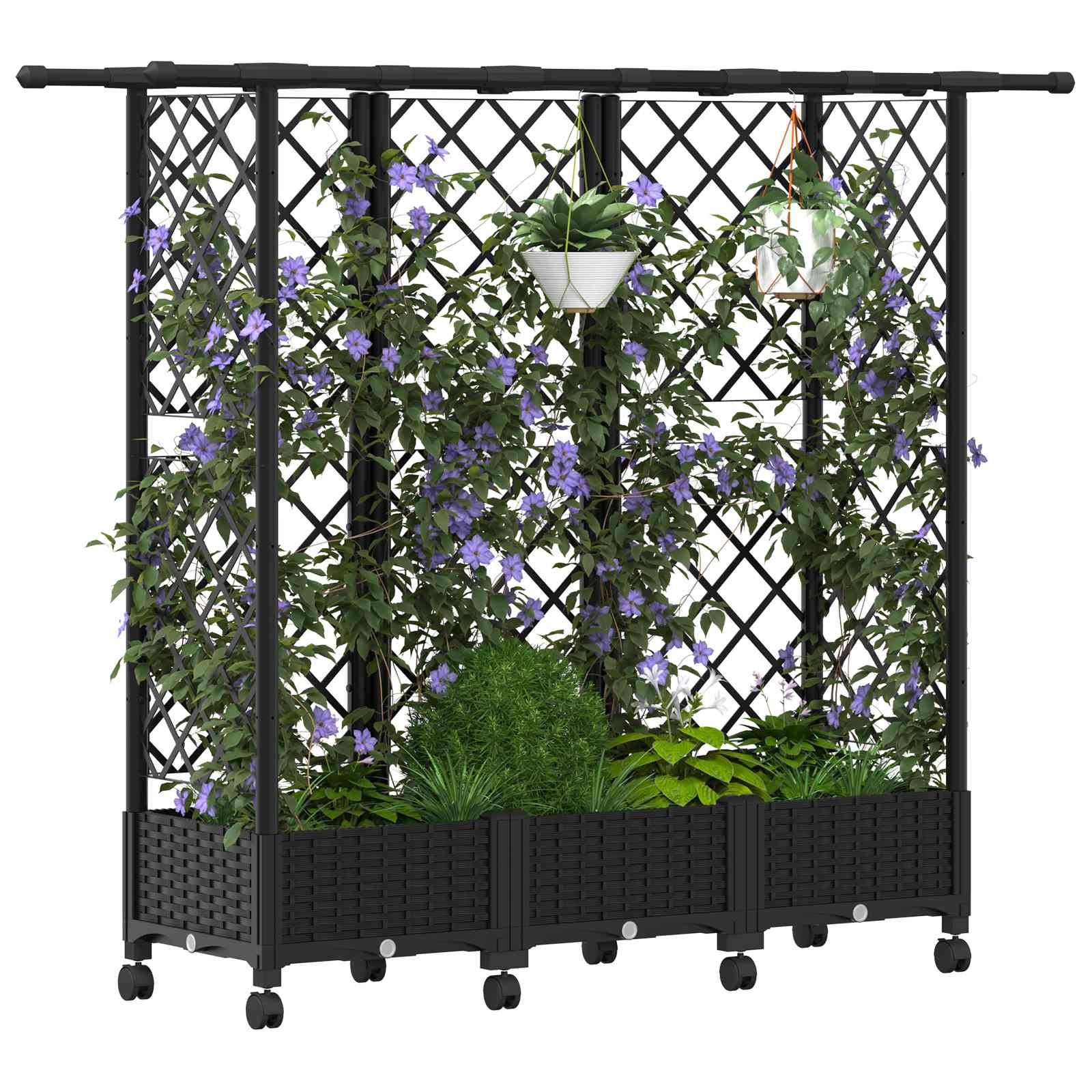 Hochbeet mit Rankgitter und Dach Braun 124 x 40 x 123 cm PP