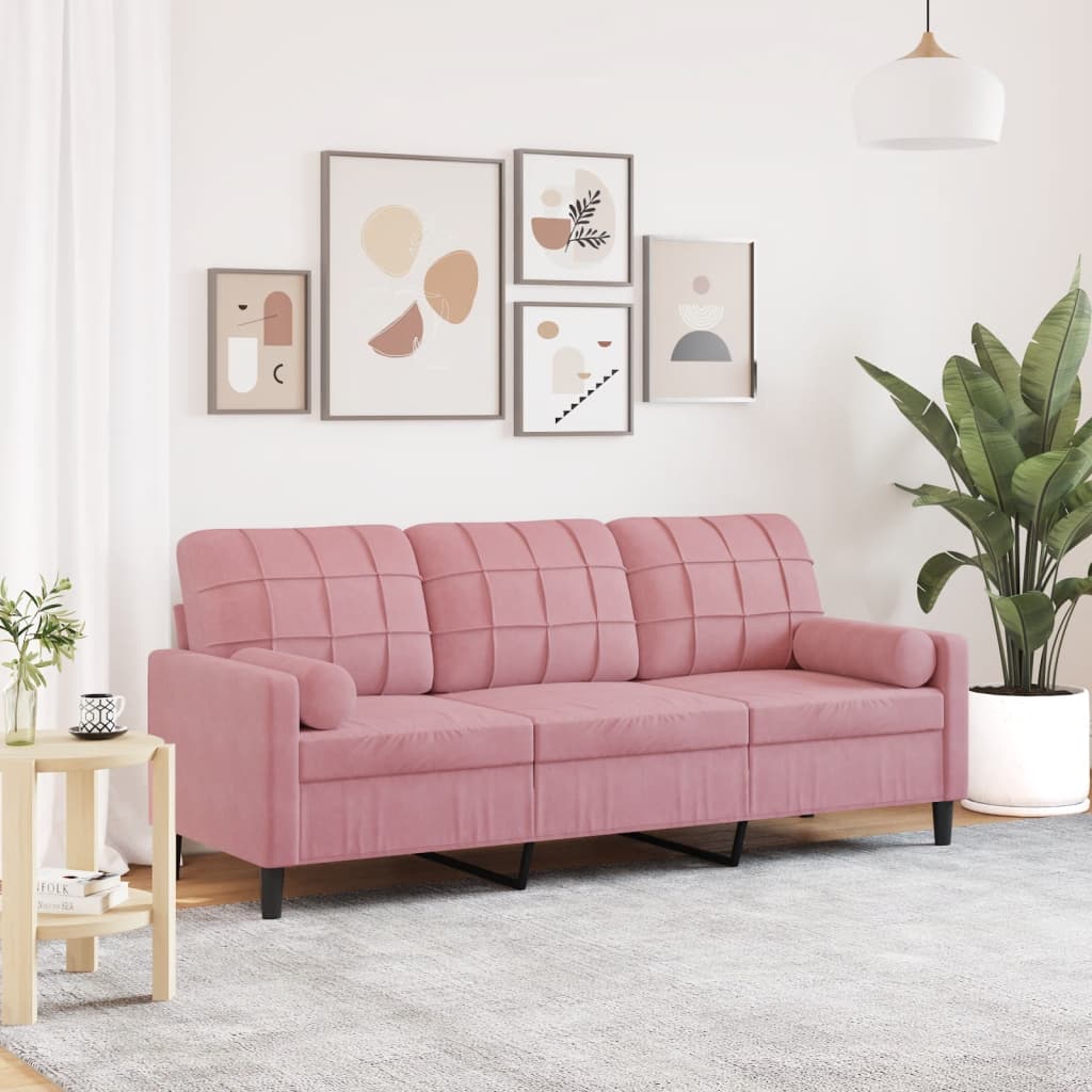 2-Sitzer-Sofa mit Zierkissen Hellgrau 120 cm Samt