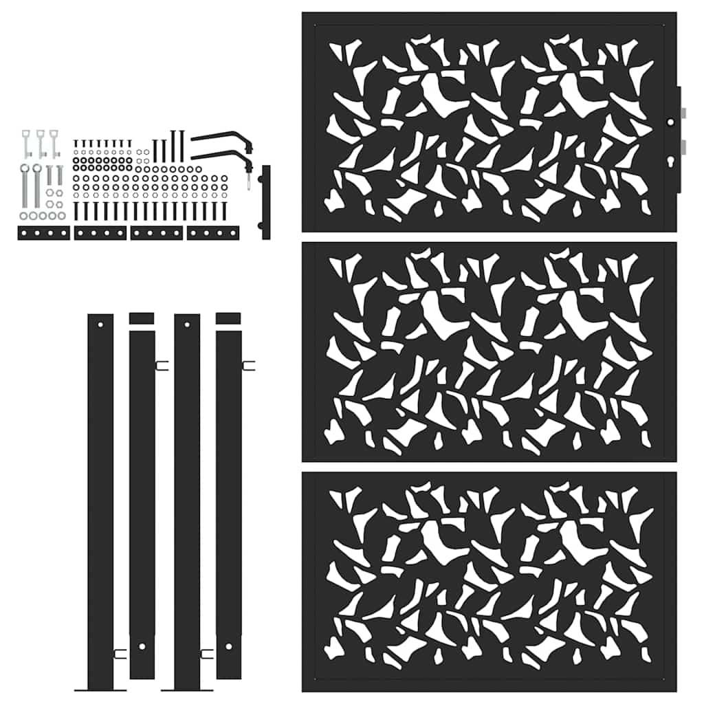 Gartentor Schwarz 100x100 cm Stahl Lichtdesign