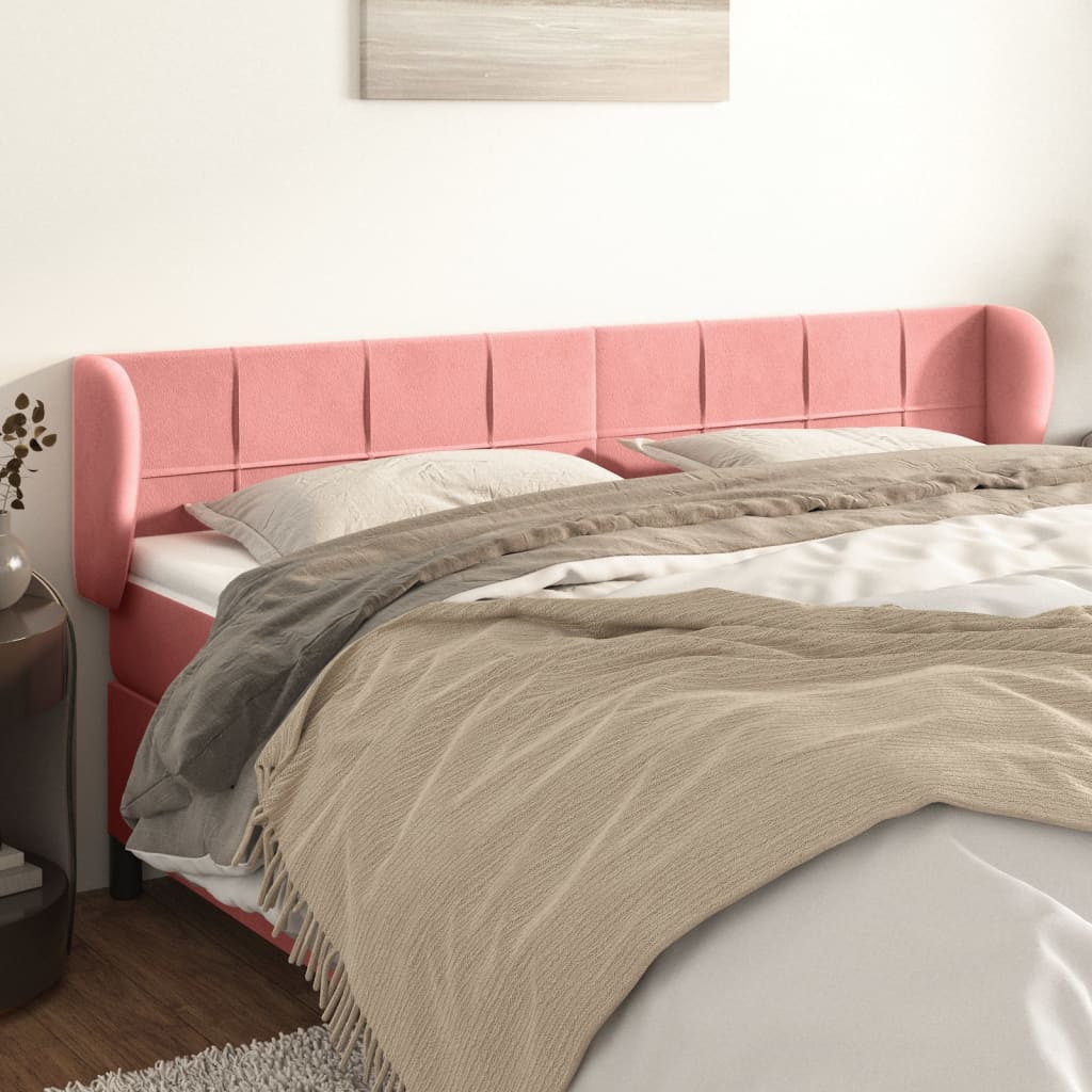 Kopfteil mit Ohren Dunkelblau 93x23x78/88 cm Samt