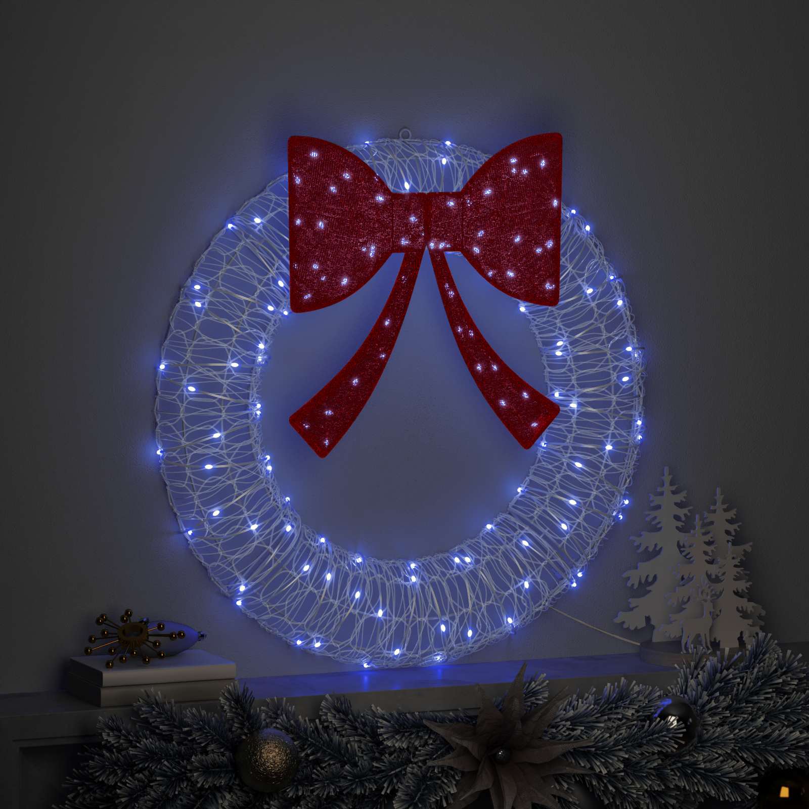 Kranz mit 60 LEDs Warmweiß 76 x 76 x 8,5 cm Acryl