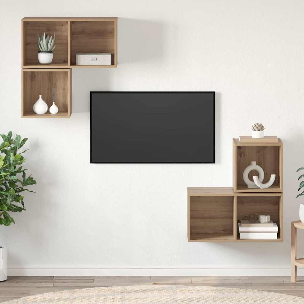 4-tlg. TV-Schrank-Set Weiß Holzwerkstoff
