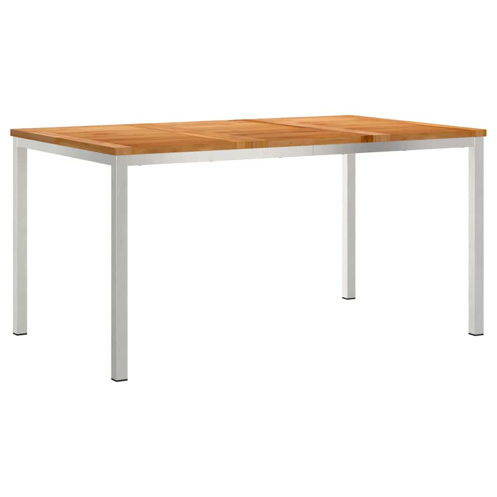 Esstisch 90x90x75 cm Massives Akazienholz und Edelstahl