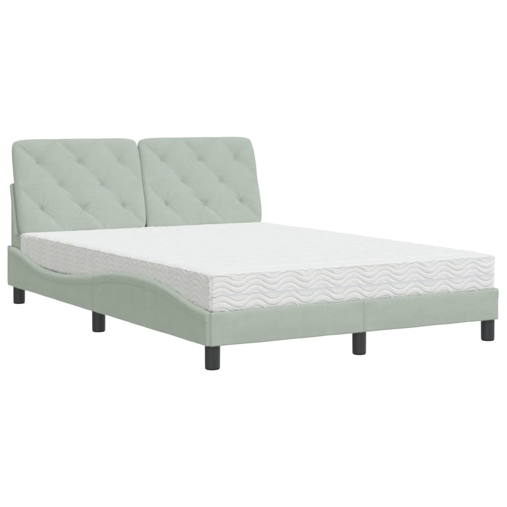 Bett mit Matratze Hellgrau 80x200 cm Samt