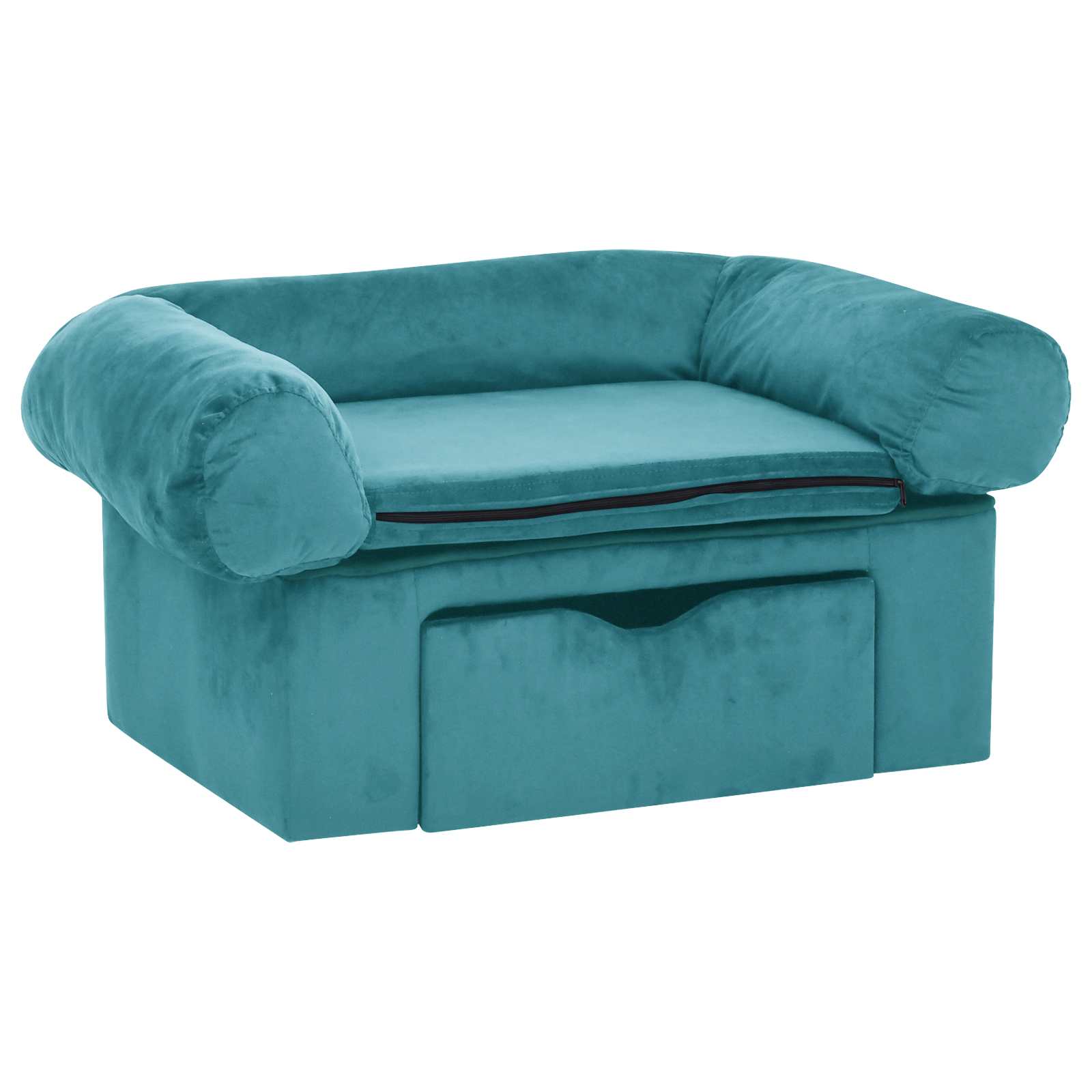 Hundesofa mit Schublade Dunkelgrau 75x50x38 cm Plüsch