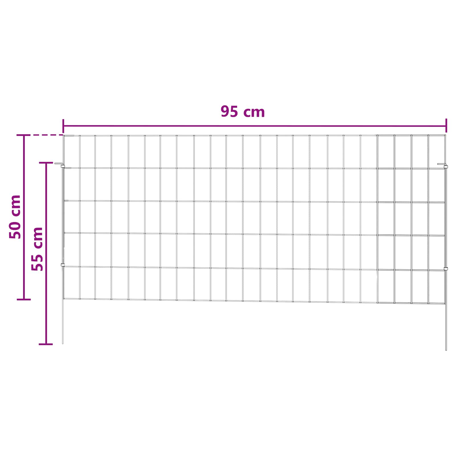 Gartenzaun mit Pfählen 12 pcs 35 x 30 cm Mesh Verzinkter Stahl