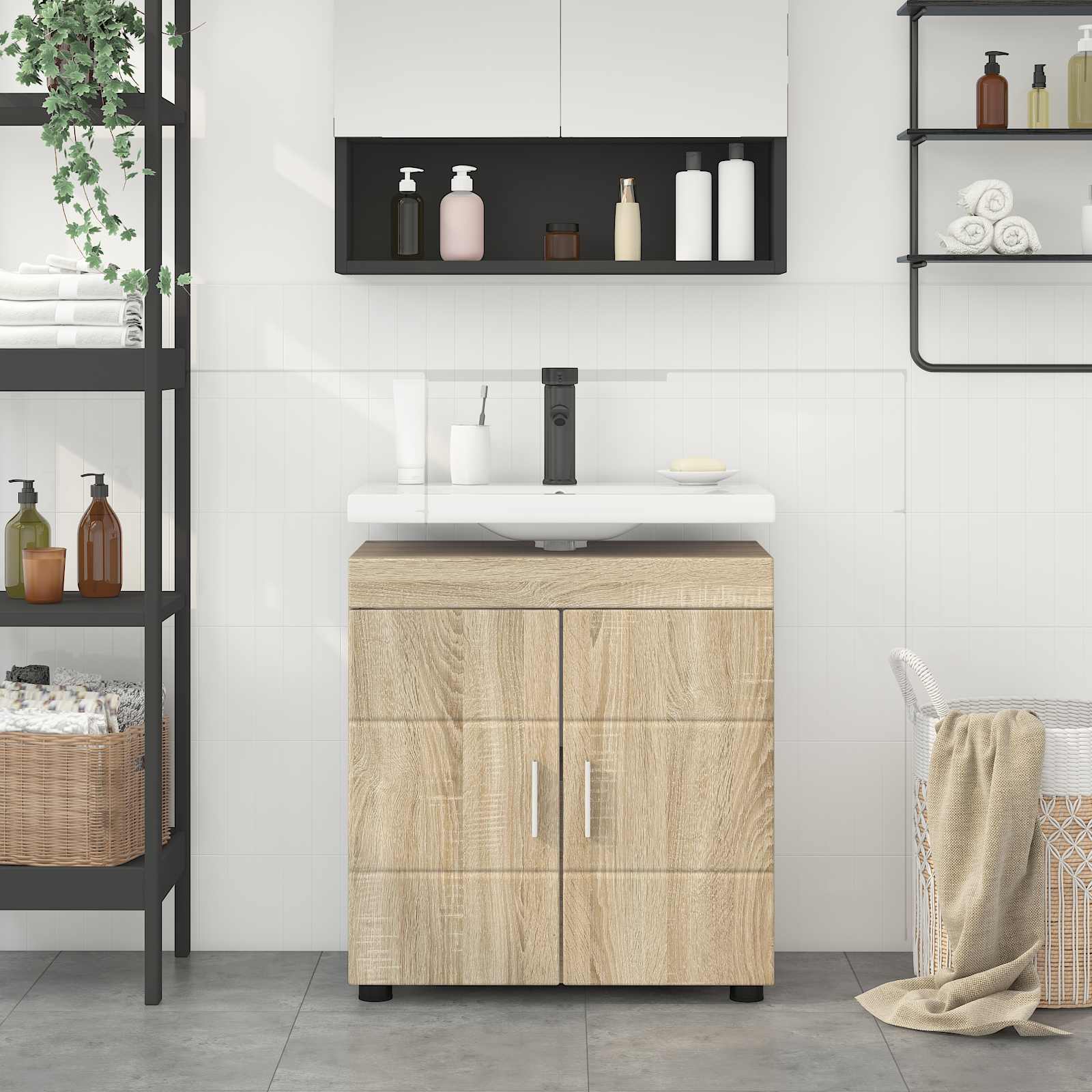 Badezimmermöbel-Set TULUM 2 pcs Weiß 60 x 34 x 63 cm