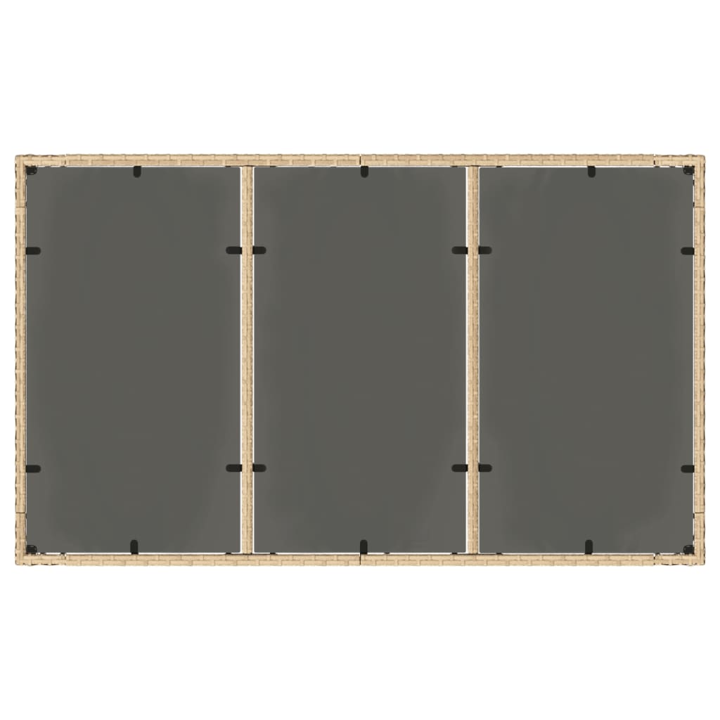 Gartentisch 150x90x75 cm Hartglas und Poly Rattan Schwarz