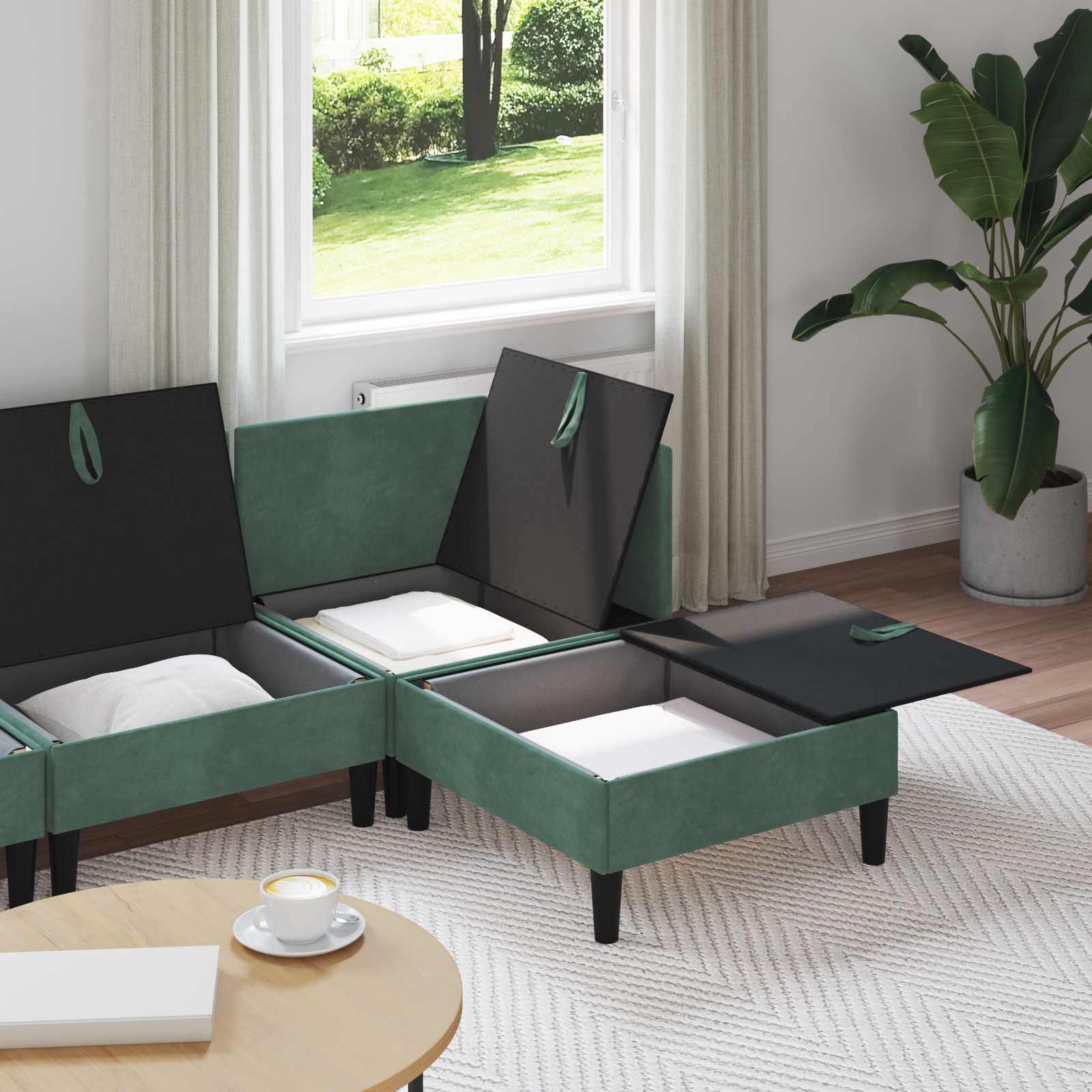 Wohnzimmergarnitur mit Kissen mit Speicher 3 pcs Hellgrau Samt