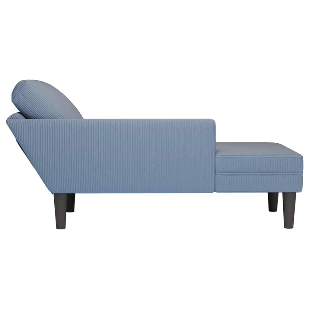 Chaiselongue mit Kissen Hellgrau Cordstoff