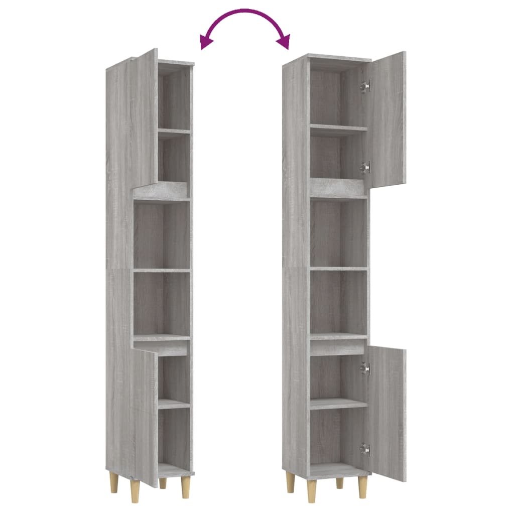 Badschrank Weiß 30x30x190 cm Holzwerkstoff