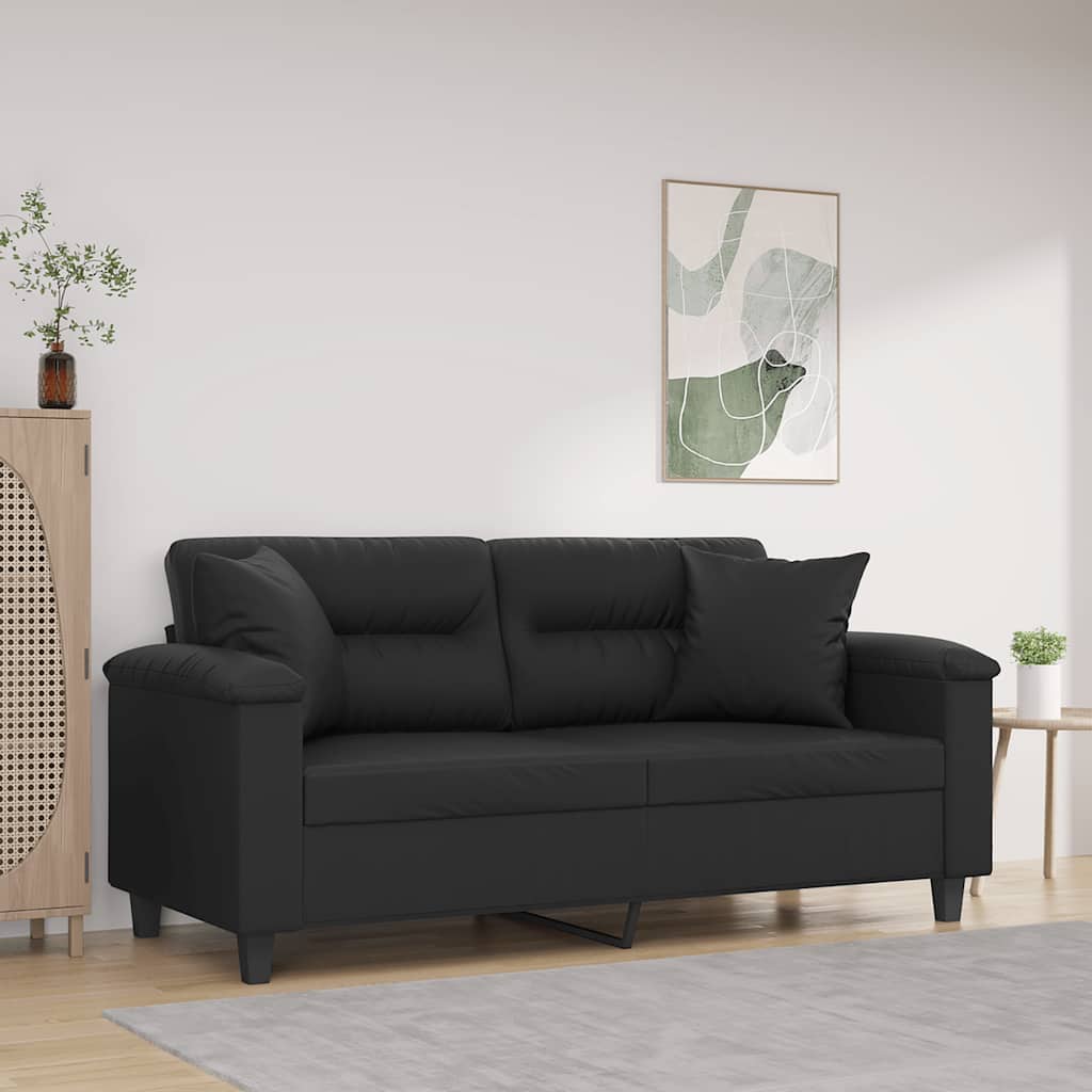 2-Sitzer-Sofa mit Zierkissen Weinrot 120 cm Kunstleder