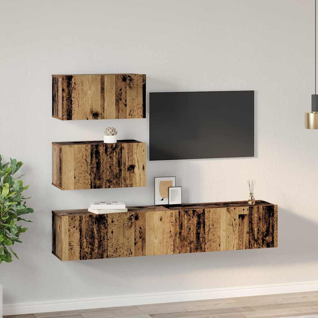 4-tlg. TV-Schrank-Set Weiß Holzwerkstoff